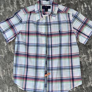 Ralph Lauren White and Blue Plaid short sleeve Shirt